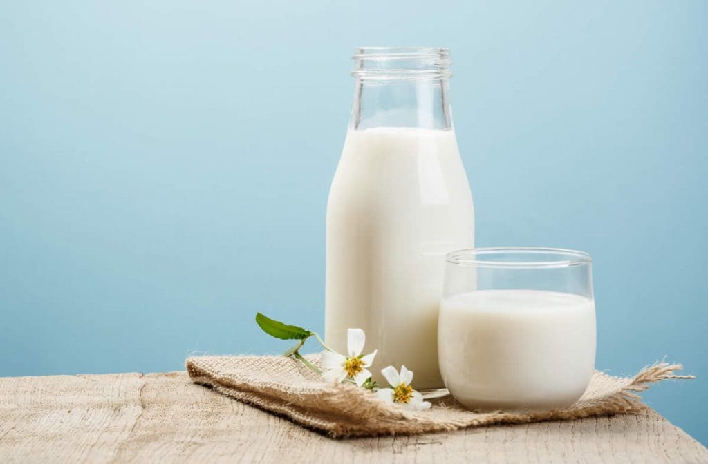 bottle and glass of milk